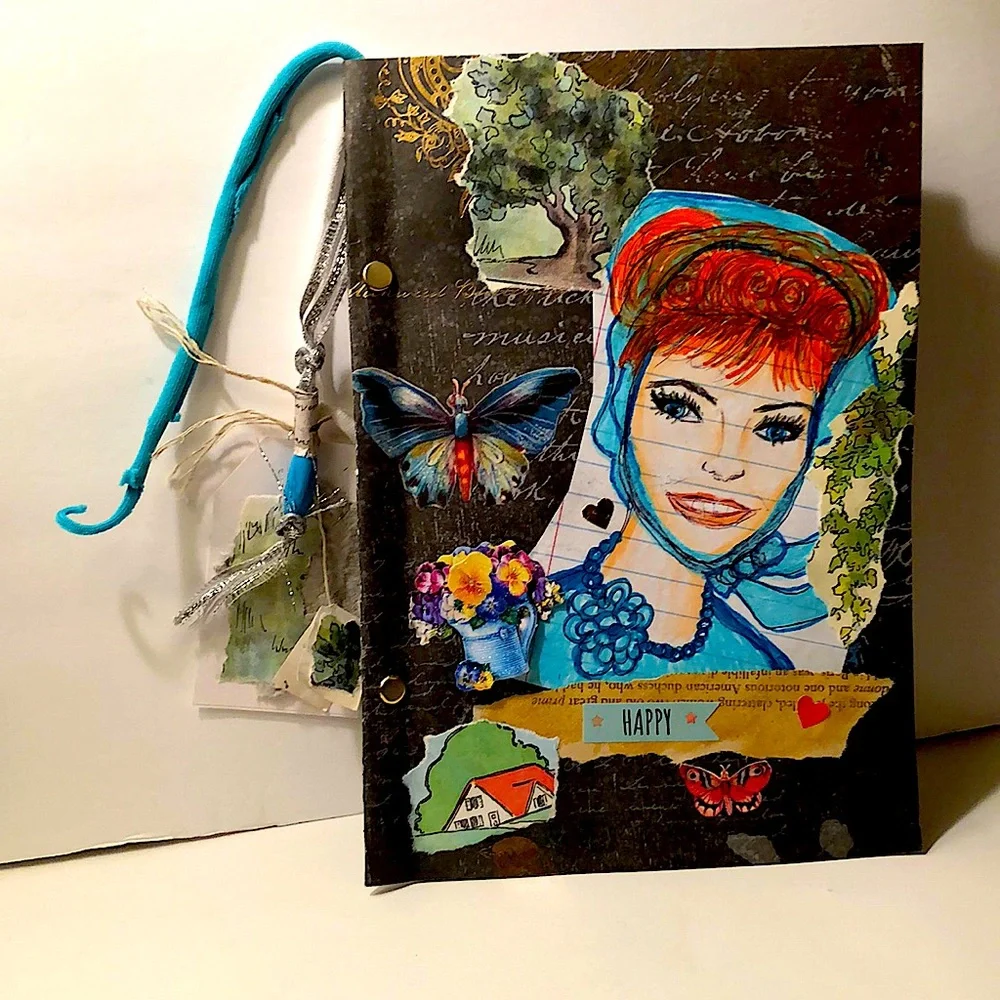 NWT of a kind handmade happy friendship&fashion art journal notebook 📓🦋💕